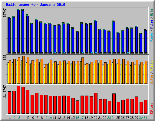 Daily usage for January 2016
