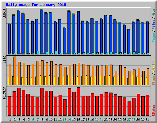 Daily usage for January 2018