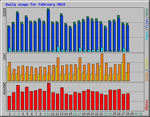 Daily usage for February 2019