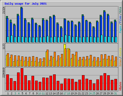 Daily usage for July 2021