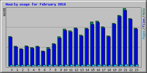 Hourly usage for February 2016